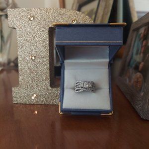 Princess Cut Diamond Engagement Ring W/ Diamond Wrap Band